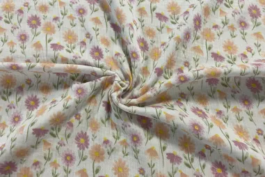 Babykleding stoffen - Hydrofiel stof - bloemetjes - gebroken wit - 3/40006-500