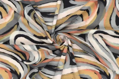 Nieuwe stoffen - Tricot stof - digitaal fantasie - grijs multi - 21522-960