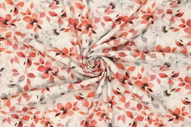 Naturel stoffen - Viscose stof - linnenmix - digitaal bloemen - naturel - 21792-445