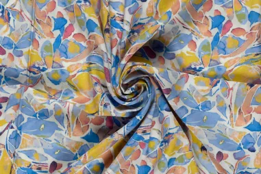 Oeko-Tex klasse 2 - Viscose stof - poplin - digitaal bloemen - ijsblauw - 25077-003