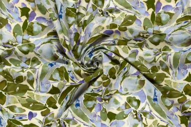 Grüne Stoffe - Viscose stof - poplin - digitaal bloemen - groen - 25077-025