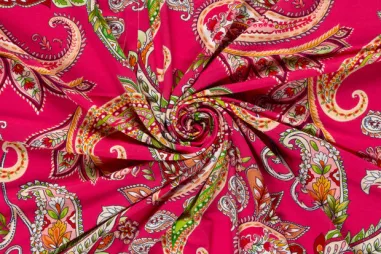 Fuchsia stoffen - Viscose stof - stretch - vortex - paisley - fuchsia - 25301-017