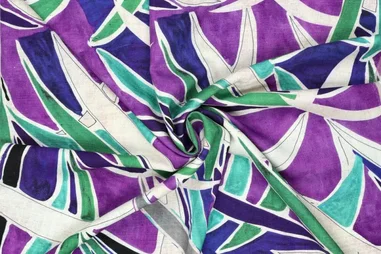 Bladeren motief - Viscose stof - linnenmix - digitaal palmbladeren - paars multi - 22510-810