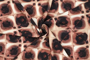 135gr/M² - Viscose stof - barky bali squares - bruin - 22559-110