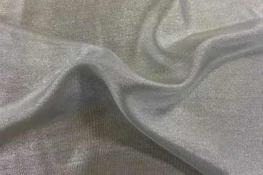 Polyester stof - plissé - pleated metallic - zilver - 21330-970 - Polyester stof - nylonmix - glitters -zilver - 3108-28