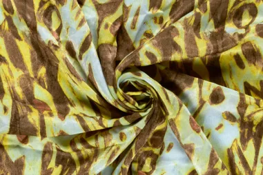 Abstract stoffen - Satijn stof - velvet - abstract - botergeel - 32/25018-033