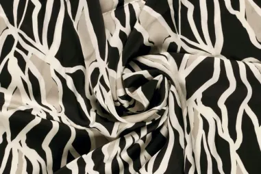 Abstract stoffen - Polyester stof - satijn duchesse - abstract - zwart - 32/25020-069