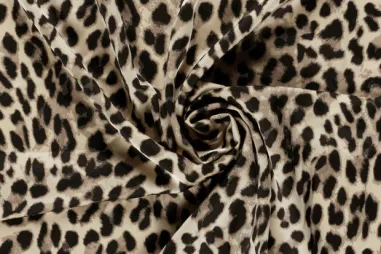 Dierenprint stoffen - Polyester stof - satijn duchesse - luipaardprint - beige - 32/25022-052