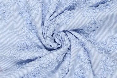 Tricot stof - Pure Bamboo - zachtblauw - 0781-690 - Embroidery stof - strepen - lichtblauw - 22733-635