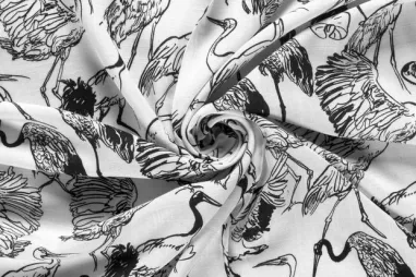 vogel stoffen - Viscose stof - linnenmix - vogels - wit - 32/25050-050