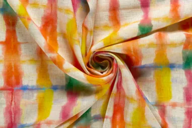 Kledingstoffen - Viscose stof - linnenmix - fantasie - multi - 32/25054-051