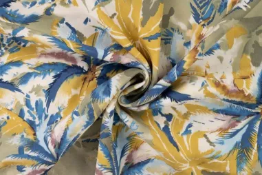 Quality - Viscose stof - poplin - palmboombladeren - kaki - 19058-282