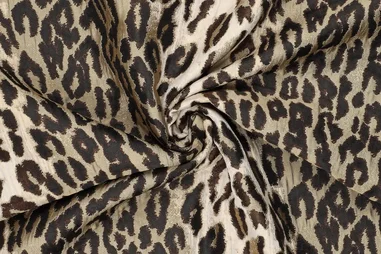 Bruine stoffen - Polyester stof - jacquard - dierenprint - bruin - 23184-090
