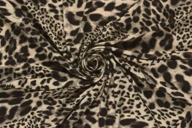 95% viscose, 5% elastan stoffen - Tricot stof - viscose vortex - luipaardprint - beige - 32/25305-052