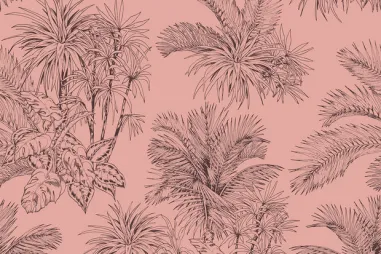 Musselin Stoffe - Hydrofiel stof - palmbomen - roze - 25288-014