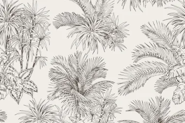 135gr/M² - Hydrofiel stof - palmbomen - gebroken wit - 25288-051