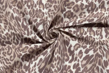 Stretch - Stretch stof - bengaline - luipaardprint - gebroken wit - 25200-051