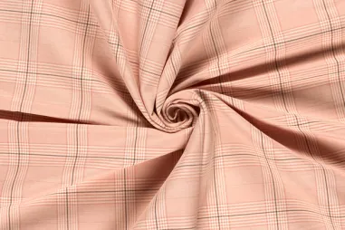 Oeko-Tex klasse 2 - Stretch stof - bengaline - ruiten - licht poederroze - 25204-014