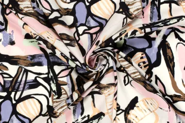 Abstract stoffen - Viscose stof - poplin - abstract - zalm multi - 23139-037