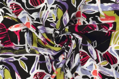 Abstract stoffen - Viscose stof - poplin - abstract - paars multi - 23139-044