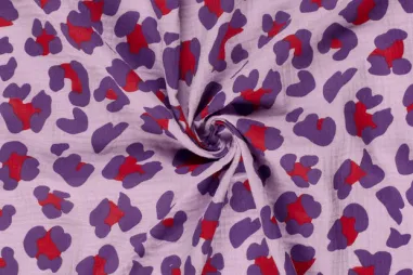 Mousseline stoffen - Hydrofiel stof - panterprint - lavendel - 23276-042