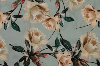 Schal - Tencel stof - digitaal bloemen - zand - 19073-522