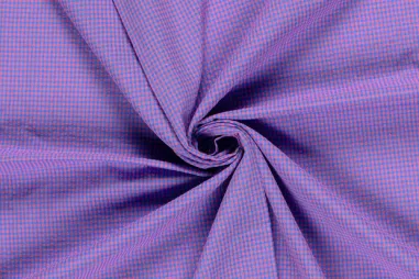 Kobalt blauwe stoffen - Geruite stof - poplin seersucker - kobalt/roze - 25002-005