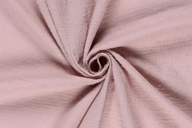 Mousseline stoffen - Hydrofiel stof - dobby stippen - roze - 23238-012