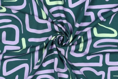 Sommer - Viscose stof - radiance - abstract - donkergroen - 5735-005