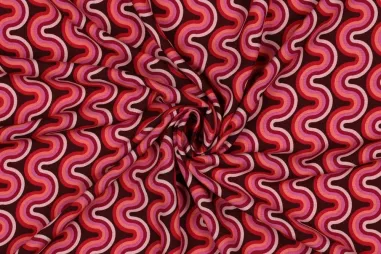 Fleece stof - fuchsia - 9111-017 - Viscose stof - radiance - geometric - roze - 5736-005