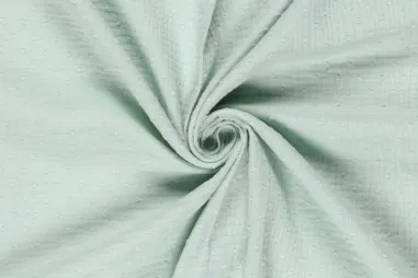Mousseline stoffen - Hydrofiel stof - dobby stippen - mint - 23238-021