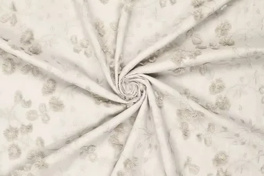 Bloemen motief stoffen - Embroidery stof - katoen - catchy leaves - naturel - 20518-179