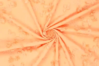 Ribcord stof - grof - oranje - 3044-036 - Embroidery stof - katoen - catchy leaves - oranje - 20518-531