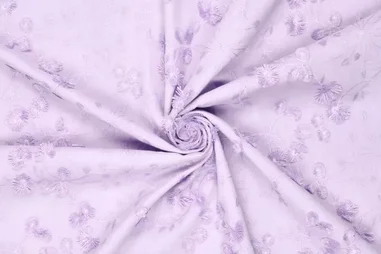 Broderie en Embroidery stoffen - Embroidery stof - katoen - catchy leaves - lila - 20518-815