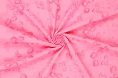 Bloemetjes stoffen - Embroidery stof - katoen - catchy leaves - roze - 20518-871