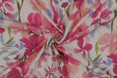 115gr/M² - Viscose stof - lenzing ecovero - digitaal bloemen - ecru - 5902-002