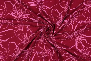 Jurk stoffen - Viscose stof - lenzing ecovero - digitaal bloemen - fuchsia - 5914-008