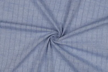 Velours stof - velvet crushed - blauw - 0668-630 - Katoen stof - yarn dyed - lurex strepen - blauw - 3859-001