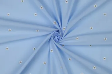 Baldachin - Embroidery stof - katoen voile - lurex bloemetjes - lichtblauw - 3881-002
