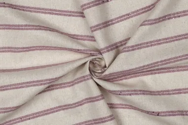 Gestreepte stoffen - Polyester stof - linnenmix - strepen & sequins - donker blush - 3893-001