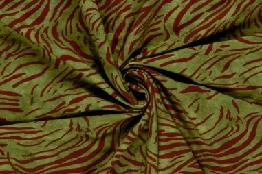 Nooteboom Tricot stoffen - Tricot stof - French Terry - zebraprint - kaki - 24521-027