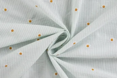 Embroidery stoffen - Embroidery stof - seersucker - strepen & bloemetjes - mint - 48140-230