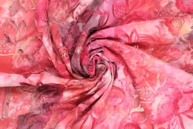 Oeko-Tex klasse 2 - Embroidery stof - katoen - tie dye - bloemetjes - roze - 22914-870