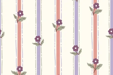 Kinderprint stoffen - Katoen stof - poplin - strepen & bloemetjes - gebroken wit - 25611-051