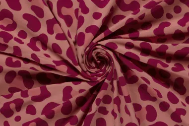 Katoenen tricot stoffen - Tricot stof - panterprint - oudroze - 25677-014