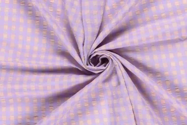 Kledingstoffen - Geruite stof - poplin seersucker - lila/zalm - 25003-043