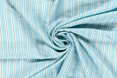Geweven stoffen - Viscose stof - nylonmix - crepe - strepen - lichtblauw - 25009-002