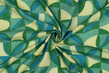 Geschmeidige - Viscose stof - lenzing ecovero - digitaal abstract - groen - 5906-001