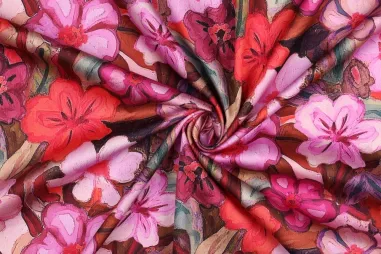 Katoen stof - Boerenbont ruit (1,5 cm) - roze - 5583-011 - Katoen stof - satijn - digitaal bloemetjes - roze - 5930-005