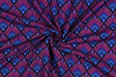 Top - Viscose stof - radiance - digitaal grafisch - blauw - 5991-003